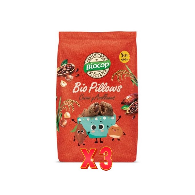 Pack de 3 unidades Biopillows Cacao Avellanas S/G Biocop 300 G Biocop Pack de 3 unidades Biopillows Cacao Avellanas S/G Biocop 300 G Biocop