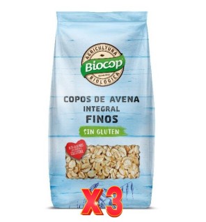 Pack de 3 unidades Copos Avena Integral Finos Sin Gluten 500G Biocop Biocop