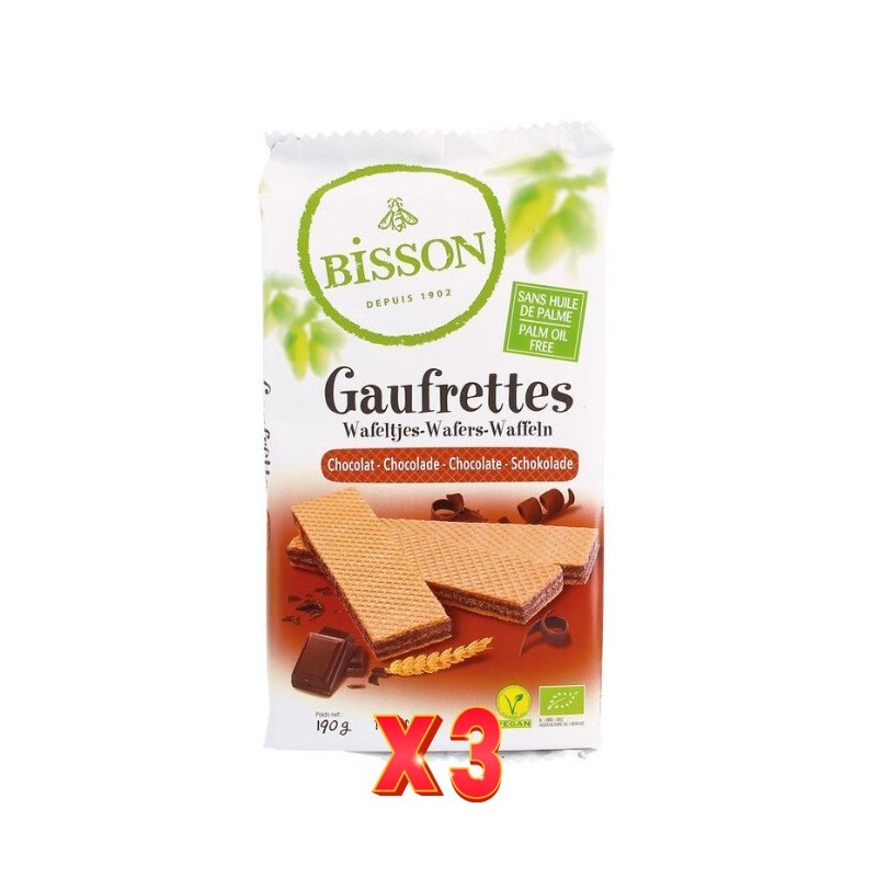 Pack de 3 unidades Galleta Gaufrettes Chocolate Bisson 190G Bisson