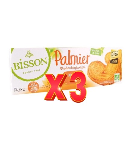 Pack de 3 unidades Palmeras Palmier Natural Bisson 100G Bisson