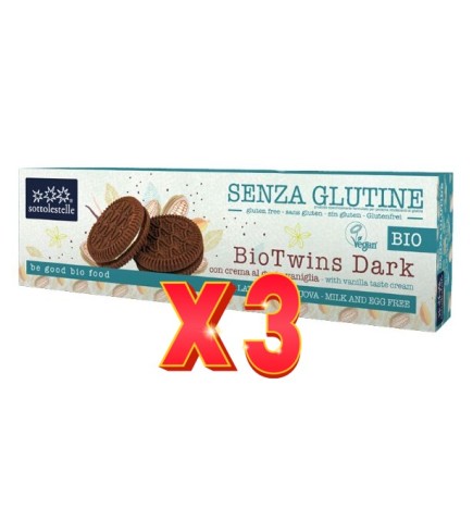 Pack de 3 unidades Galleta Biotwins Dark Vainilla S/G Sotto 125G Sottoleste