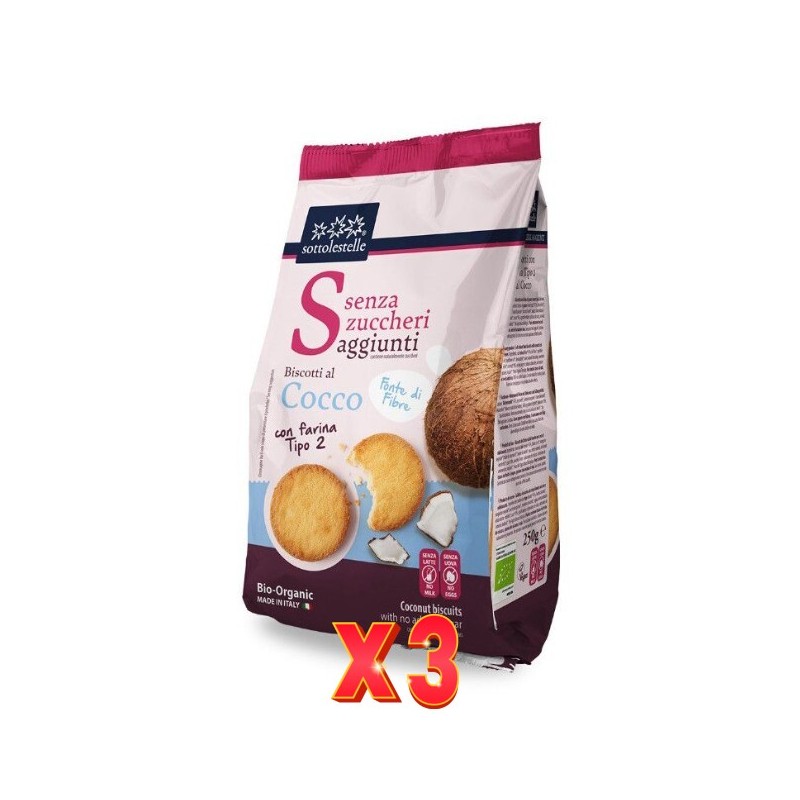 Pack de 3 unidades Galleta Coco Sin Azucar Sotto 250G Sottoleste Pack de 3 unidades Galleta Coco Sin Azucar Sotto 250G Sottoleste