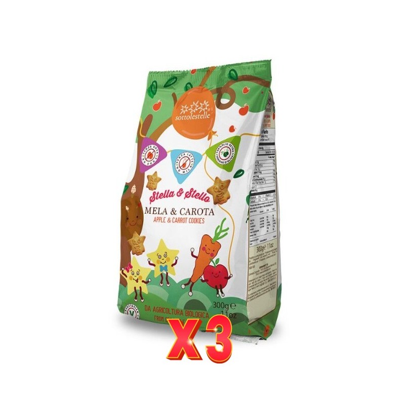 Pack de 3 unidades Galleta Manzana Zanahoria Stella&Stello Sotto 300G Sottoleste Pack de 3 unidades Galleta Manzana Zanahoria Stella&Stello Sotto 300G Sottoleste