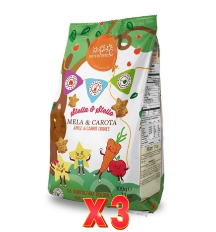 Pack de 3 unidades Galleta Manzana Zanahoria Stella&Stello Sotto 300G Sottoleste