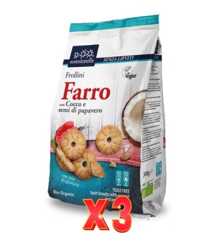 Pack de 3 unidades Galleta T.Espelta Coco Semillas Amapola Sotto 300G Sottoleste