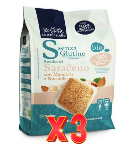 Pack de 3 unidades Galleta T.Sarraceno Almendra Avell.S/G Sotto 250G Sottoleste