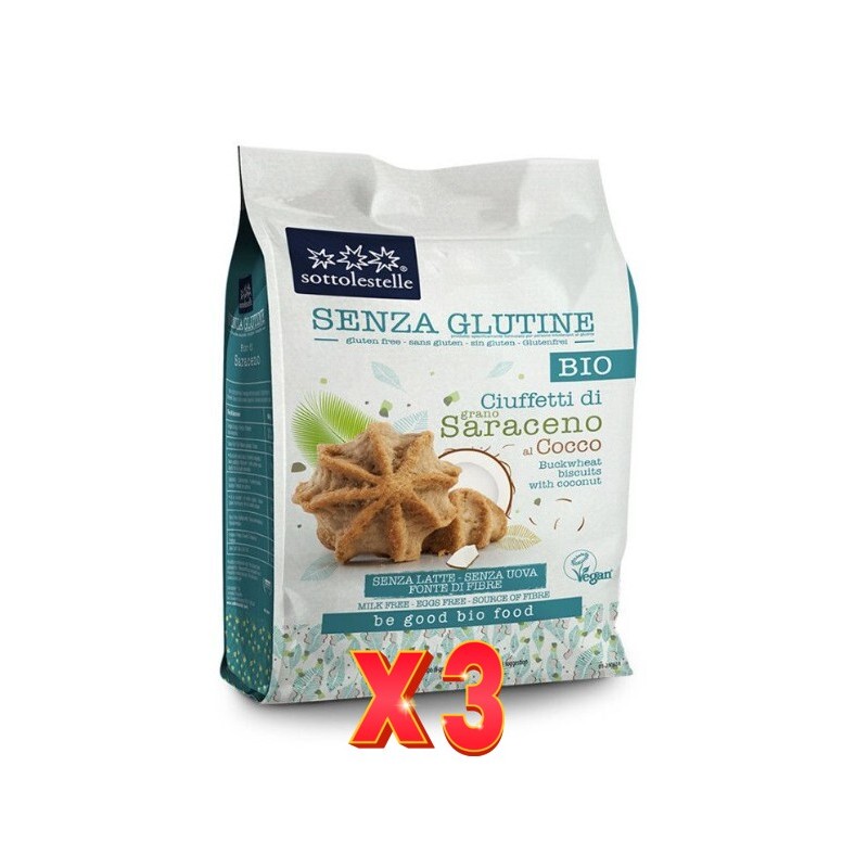 Pack de 3 unidades Galleta Trigo Sarraceno Coco S/G Sotto 250G Sottoleste