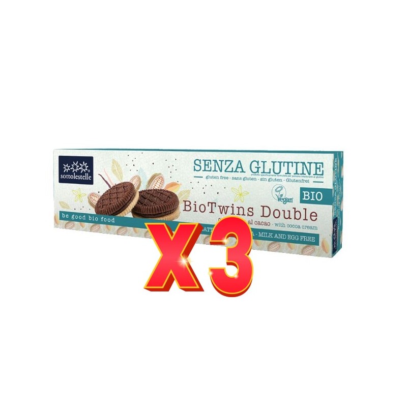 Pack de 3 unidades Galleta Biotwins Doble Crema Cacao S/G Sotto 125G Sottoleste