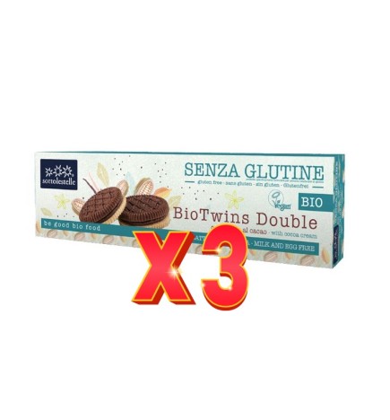 Pack de 3 unidades Galleta Biotwins Doble Crema Cacao S/G Sotto 125G Sottoleste