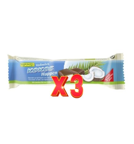 Pack de 3 unidades Barrita Coco Choco Leche Rapunzel 50G Rapunzel