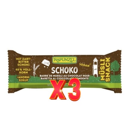 Pack de 3 unidades Barrita Muesli Choco Negro Rapunzel 50 G Rapunzel