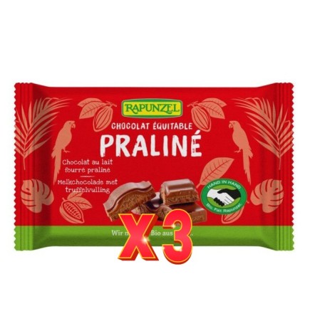 Pack de 3 unidades Snack Chocolate Praline Rapunzel 100 G Rapunzel