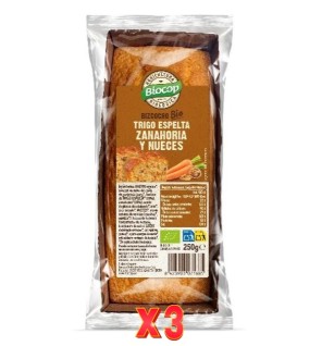 Pack de 3 unidades Bizcocho T.Espelta Zanahoria Nueces Biocop 250 G Biocop