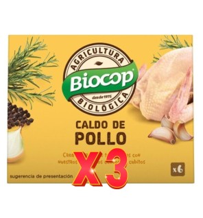 Pack de 3 unidades Caldo Cubitos Pollo Biocop 6X11 G Biocop