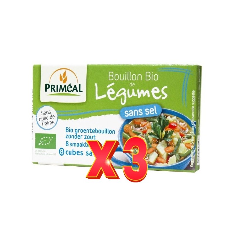 Pack de 3 unidades Caldo Verduras Legumes Sin Sal Primeal 8X9G Primeal