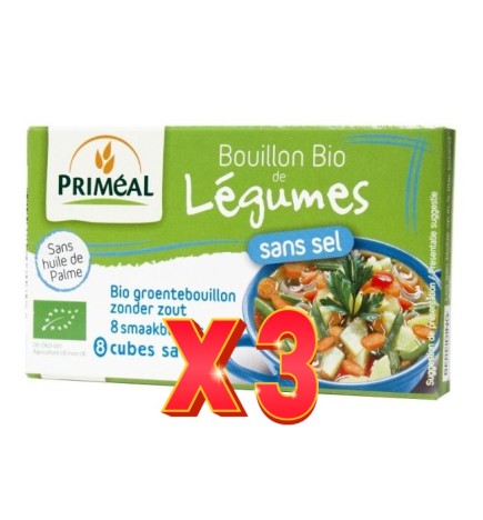 Pack de 3 unidades Caldo Verduras Legumes Sin Sal Primeal 8X9G Primeal