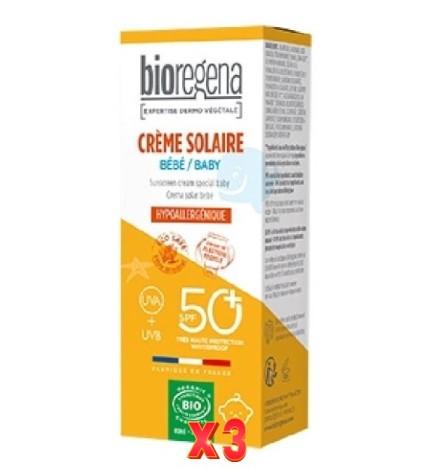 Pack de 3 unidades Crema Solar Bebe Spf50+ Hipoalerg. Bioregena 40 Ml Bioregena