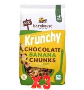 Pack de 3 unidades Muesli Krunchy Choco Banana Chunks Barnhouse 450G Barnhouse