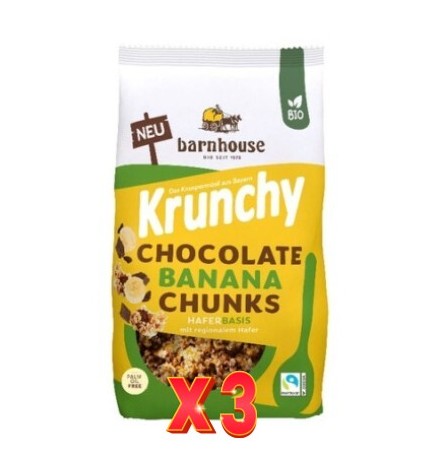 Pack de 3 unidades Muesli Krunchy Choco Banana Chunks Barnhouse 450G Barnhouse