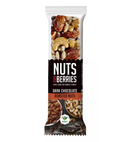 Barrita Choco Neg.F.Secos Tostados Nuts&Berries40G Nuts Berri