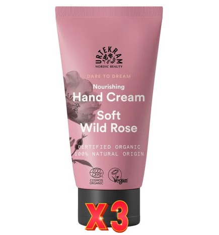 Pack de 3 unidades Crema Manos Soft Wild Rose Urtekram 75Ml Urtekram