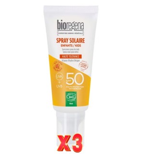 Pack de 3 unidades Spray Solar Niños Spf50 Hipoalerg. Bioregena 90 Ml Bioregena