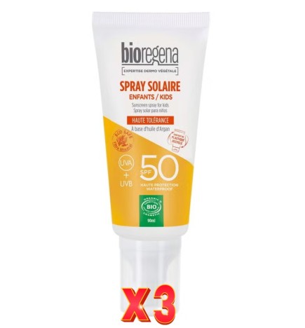 Pack de 3 unidades Spray Solar Niños Spf50 Hipoalerg. Bioregena 90 Ml Bioregena