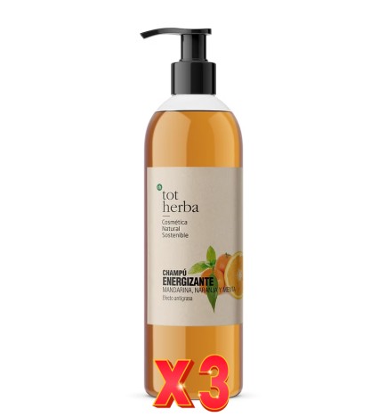 Pack de 3 unidades Champú Energizante Mandarina Y Naranja 500 Ml Tot Herba