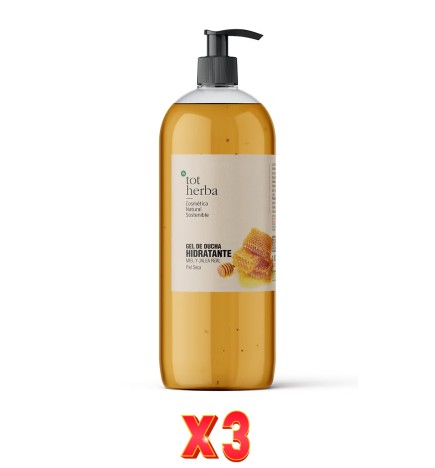 Pack de 3 unidades Gel Ducha Hidratante Miel Y Jalea Real 1000 Ml Tot Herba