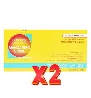 Pack de 2 unidades Manganeso-Cobre 12 28X2Ml Ampollas Labcatal