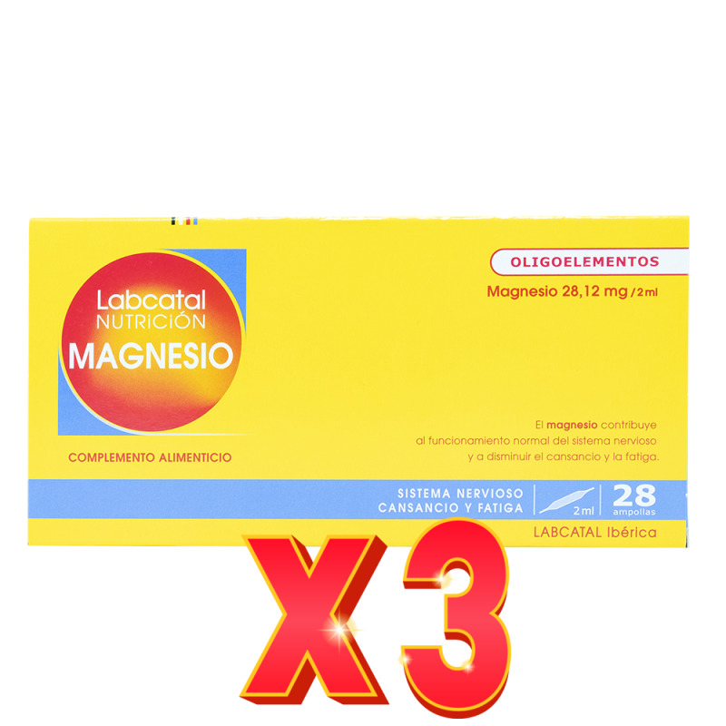 Pack de 3 unidades Magnesio 9 28X2Ml Ampollas Labcatal