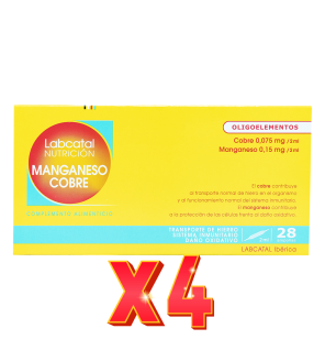 Pack 4 unidades Manganeso-Cobre 12 28X2Ml Ampollas Labcatal