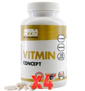 Pack de 4 unidades Vitmin Concept 120  Cápsulas Megapl Mega Plus