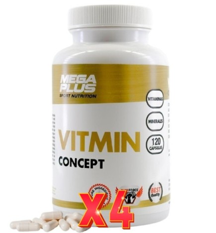 Pack de 4 unidades Vitmin Concept 120  Cápsulas Megapl Mega Plus