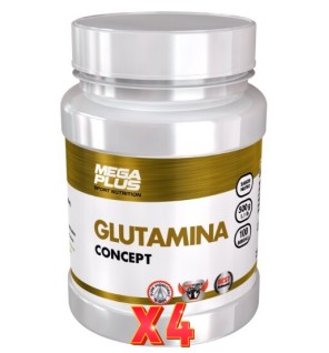 Pack de 4 unidades Glutamina Concept 500 G Mega Plus
