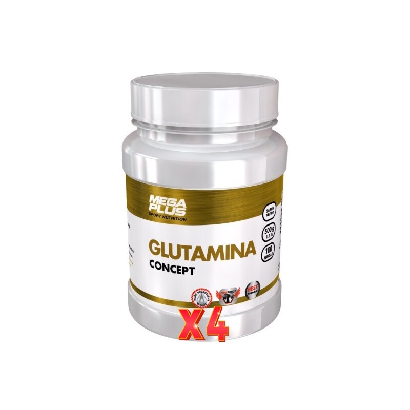 Pack de 4 unidades Glutamina Concept 500 G Mega Plus