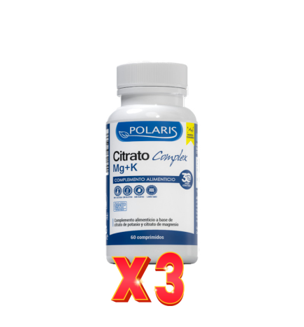 Pack de 3 unidades Citrato Complex (Magnesio+Potasio) 60 Comprimidos Polaris