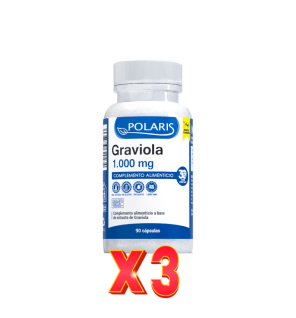 Pack de 3 unidades Graviola 1000 Mg 90 Cápsulas Polaris
