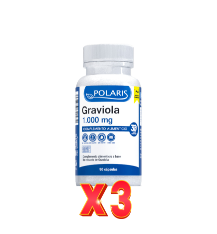 Pack de 3 unidades Graviola 1000 Mg 90 Cápsulas Polaris