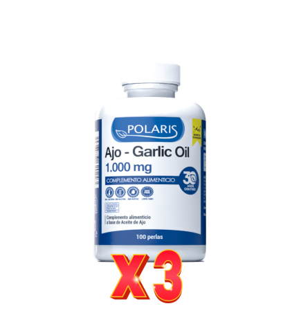 Pack de 3 unidades Ajo Macerado 1000 Mg 100 Perlas Polaris