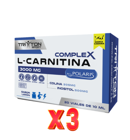 Pack de 3 unidades L-Carnitina Complex Triton 3000 Mg 20 Viales Polaris