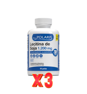 Pack de 3 unidades Lecitina De Soja 1200 Mg 90 Perlas Polaris