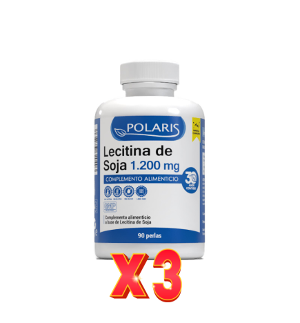 Pack de 3 unidades Lecitina De Soja 1200 Mg 90 Perlas Polaris