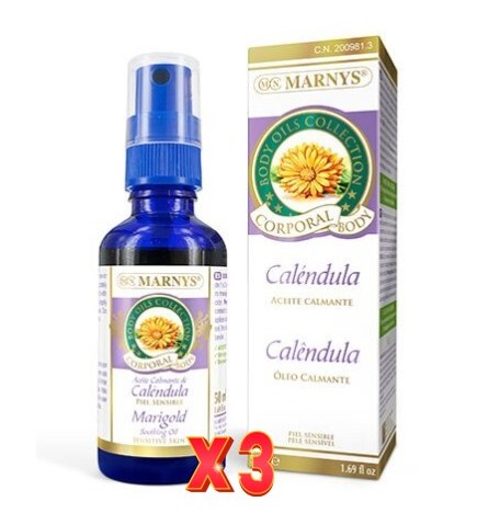 Pack de 3 unidades Aceite Corporal De Calendula   Botella Con Spray 50 Ml Marnys