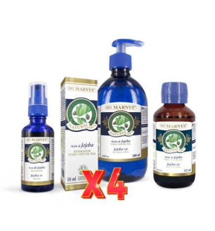 Pack de 4 unidades Aceite De Jojoba Botella Pet Con Bomba Dispensadora 500 Ml Marnys