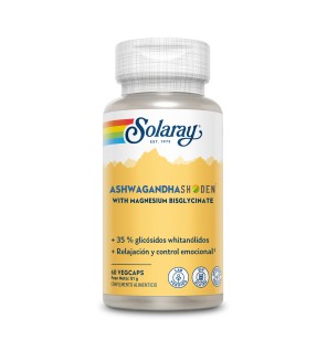 Shoden Ashwaganda Con Biglicinato Magnesio 60 Cápsulas Vegetales Solaray