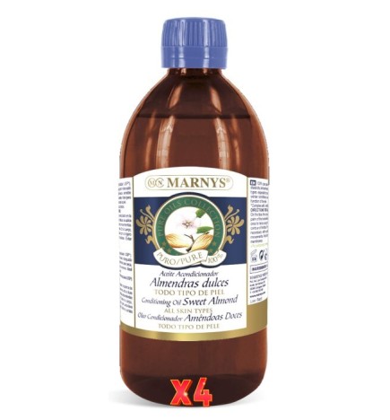 Pack de 4 unidades Aceite De Almendras Dulces Botella Pet 1000 Ml Marnys