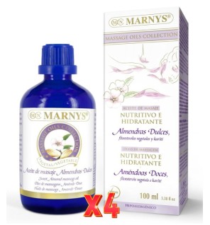 Pack de 4 unidades Aceite De Almendras Dulces Masaje Botella 100 Ml Marnys