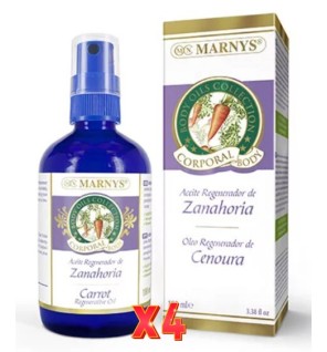 Pack de 4 unidades Aceite Corporal De Zanahoria Botella Con Spray 100 Ml Marnys