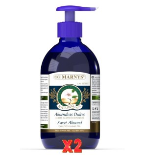 Pack de 2 unidades Aceite De Almendras Dulces Botella Pet Con Bomba Dispensadora 500 Ml Marnys